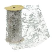 Лента декоративная 11,3см x 3м, органза, с серебряным узором