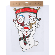Наклейка новогодняя «Три снеговичка Welcome» Chomik, 31х47 см