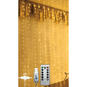 Гирлянда-штора Chomik, 3х3 м, 300 LED теплый белый, USB с пультом