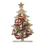 Украшение декоративное, 10 см., Подвесная деревянная Ель, Санта в асс., House of Seasons