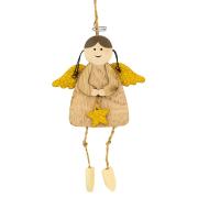 Декоративная подвеска 11 см, Ангел с нимбом, золотые крылья, House of Seasons