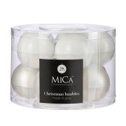 Елочные стеклянные шарики Mica Decorations компл. 10 шт, Ø 6см, белые
