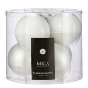 Елочные стеклянные шарики Mica Decorations компл. 6 шт, Ø 8, белые