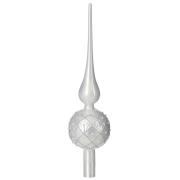 Елочная стеклянная верхушка 31 см Mica Decorations, серебристо-белая, глянцевая