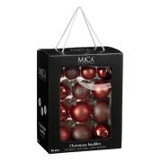 Елочные стеклянные шары Mica Decorations компл. 26 шт, Ø 7/6/5 см, вишневые