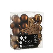 Елочные пластиковые шары и украшения Mica Decorations компл. 40 шт, Ø 8/7/6 см, шоколад