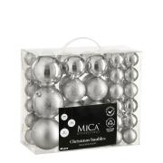 Елочные пластиковые шары и украшения Mica Decorations компл. 60 шт, Ø 7/6 см, серебряные