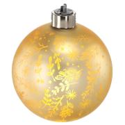 Елочный стеклянный шарик Chomik золотистый с LED подсветкой 10 см, ветка