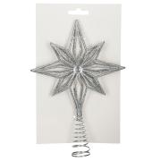 Елочная пластиковая верхушка Mica Decorations Звезда 20 см, пастель, серебристая