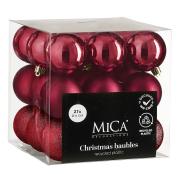 Елочные пластиковые шары Mica Decorations комплект 27 шт, Ø 6 см, вишневые
