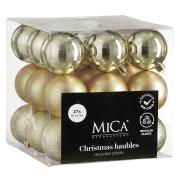 Елочные пластиковые шары Mica Decorations комплект 27 шт, Ø 6 см, шампань