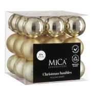 Елочные пластиковые шары Mica Decorations комплект 27 шт, Ø 8 см, шампань
