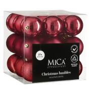 Елочные пластиковые шары Mica Decorations комплект 27 шт, Ø 8 см, вишневые