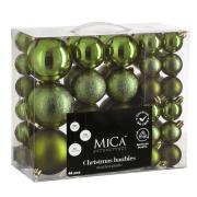 Елочные пластиковые шары Mica Decorations комплект 46 шт, Ø 4/6/8 см, зеленые