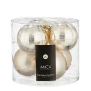 Елочные стеклянные шары Mica Decorations компл. 6 шт, Ø 8, шампань