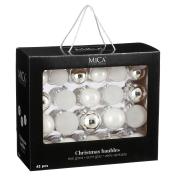 Елочные стеклянные шары Mica Decorations компл. 42 шт, Ø 7/6/5 см, белые