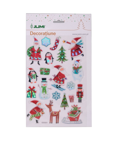Наклейки новогодние декоративные Jumi, стикерпак 21х14 см в ассортименте