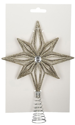 Елочная пластиковая верхушка Mica Decorations Звезда 20 см, пастель, шампань