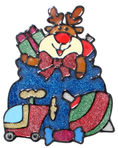 Наклейка новогодняя Chomik 18x25см, Олень с подарками