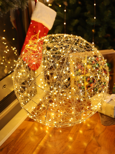 Шар декоративный серебро, 60 см, 320 led, мерцающий, "Luca Lighting"