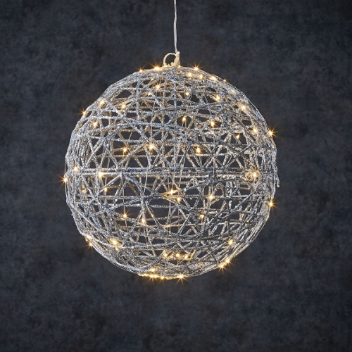 Шар декоративный серебряный, 33 см, 80 led "Luca Lighting"