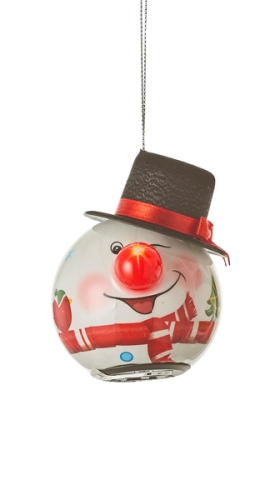 Украшение декоративное Шар LED Снеговик 6,5 см, House of Seasons в асс., красный