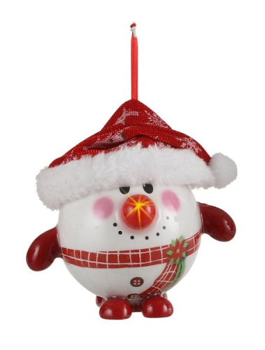 Украшение декоративное Шар Новогодний LED, 8 см, House of Seasons, Снеговик