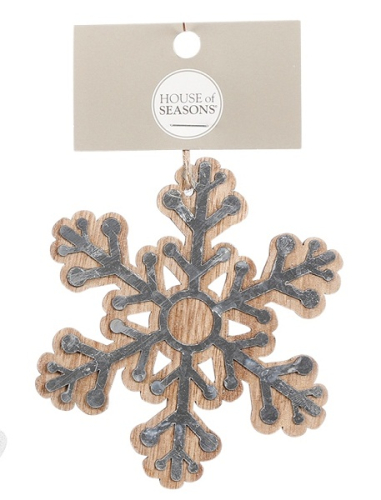 Украшение декоративное деревянное, Снежинка, в асс. 10 см, House of Seasons